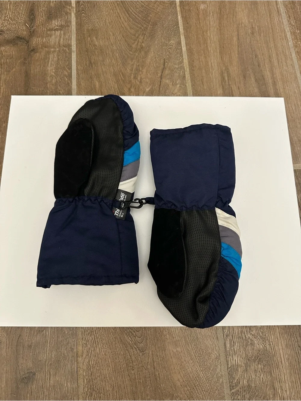 Target Navy Winter Mittens with Blue, Gray & White Stripes Size 2-5T
